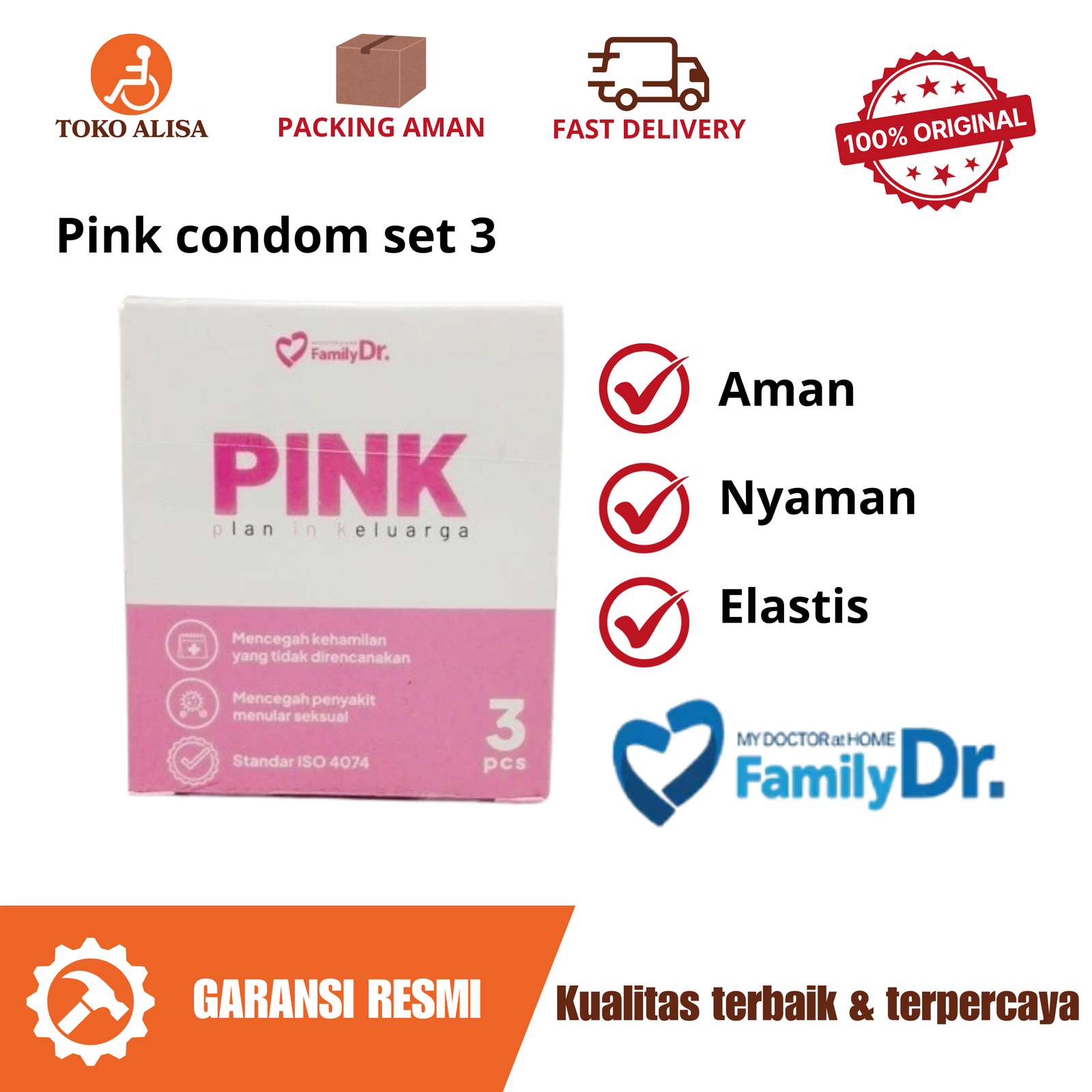 Pink condom set 3